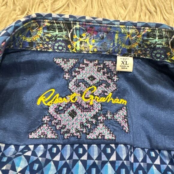 Robert Graham Octavian Classic Fit Button Down Shirt - Blue XL - Picture 3 of 11